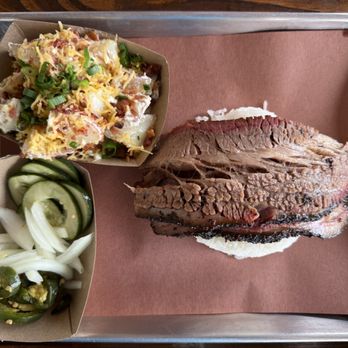 Brisket & Rice - Brisket, baked potato, and onion mix. - Barbeque Near Me - Houston, Texas Brisket & Rice - Brisket, baked potato, and onion mix. - Barbeque Near Me - Houston, Texas