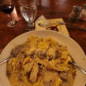 Luciano's - Pappardelle Chicken with garlic parmesan sauce. Wonderful - Italian Near Me - Elko, Nevada