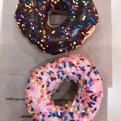 Chocolate and strawberry donut with sprinkles