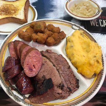 Mike Anderson's BBQ House - Three meat BBQ Dinner Plate with 2 Sides - Barbeque Near Me - Dallas, Texas