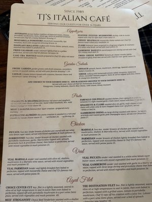 Menu photo 1 TJ's Italian Cafe Indian Rocks Beach, FL