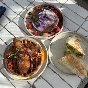 Blue Whale - Ube Pancakes Chicken & Waffles Cali Burrito - Cafes Near Me - La Jolla, California Blue Whale - Ube Pancakes Chicken & Waffles Cali Burrito - Cafes Near Me - La Jolla, California