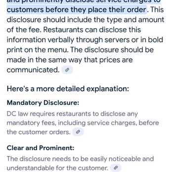 Fraîche - Illegal to not disclose service charge - French Near Me - Washington, DC, District of Columbia