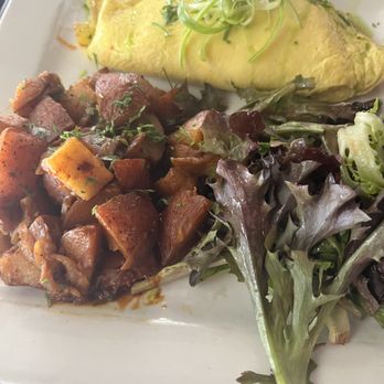 Moonshine 152 - Mushroom omelette and potatoes with arugula - New American Near Me - Boston, Massachusetts
