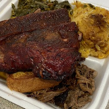 Wicked Oak Barbeque - Combo with rib, brisket and hog feed. - Barbeque Near Me - Tampa, Florida