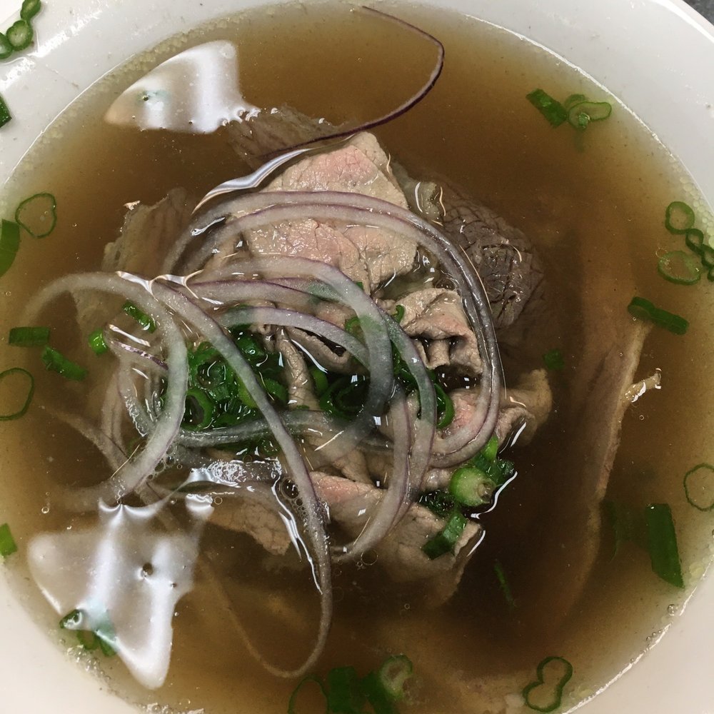 #18: Pho with beef broth and eye round steak, well-done flank, fat brisket, and soft tendon. #18: Pho with beef broth and eye round steak, well-done flank, fat brisket, and soft tendon.