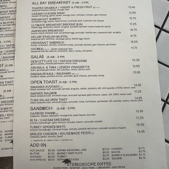 Stereoscope - Menu as of 1/19/26 - Coffee Roasteries Near Me - Newport Beach, California