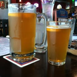 Eagle River Ale House - Mega-stein on left; pint on right. The mega is 34 ozs!!
