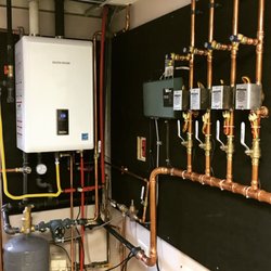 Angler Plumbing, Heating & Drain Cleaning - Navien NCB 240 high efficiency combination heat & hot water wall hung boiler.
