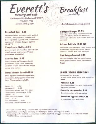 Menu photo 2 Everett’s Treatery and Cafe Walkerton, IN Menu photo 2 Everett’s Treatery and Cafe Walkerton, IN