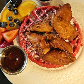 Deluxe Fun Dining - Chicken and red velvet waffles - Bars Near Me - Charlotte, North Carolina