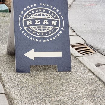 Bean Around The World - White Rock - a sign on a sidewalk - Coffee & Tea Near Me - White Rock, British Columbia