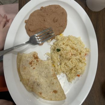 Nana’s - Cheese quesadilla with rice and beans. - Mexican Near Me - Houston, Texas