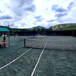 Aspen Tennis Club - Clay courts in great shape with Buttermilk slopes in background