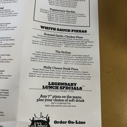 Abby's Legendary Pizza - Vegetarian and White Pizza options...
