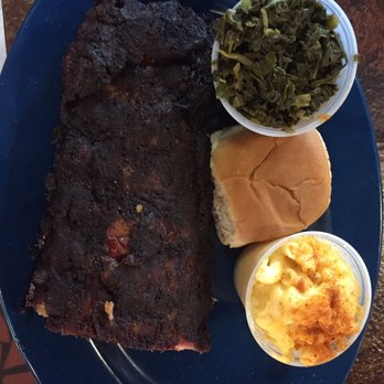 Central BBQ - 1/2 slab of ribs DRY, with collards and Mac N Cheese - delish! - Barbeque Near Me - Memphis, Tennessee Central BBQ - 1/2 slab of ribs DRY, with collards and Mac N Cheese - delish! - Barbeque Near Me - Memphis, Tennessee