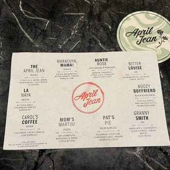 Bar April Jean - Menu - Cocktail Bars Near Me - San Francisco, California
