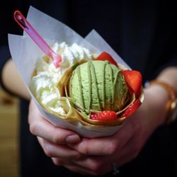 Millie Creperie - Japanese Special Sweet Crepe // Strawberry, Azuki, Green Tea Gelato, Matcha Sauce, Whipped Cream