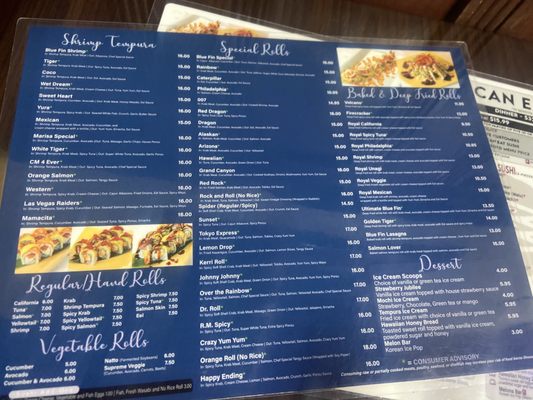 Menu photo 4 Blue Fin Sushi & Roll Las Vegas, NV