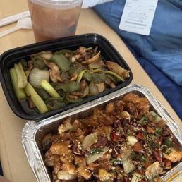 From top to bottom: Chilled Braised Snow Pear and Rock Sugar Stir-fried pork belly with jalapeños Chongqing Spicy Chicken From top to bottom: Chilled Braised Snow Pear and Rock Sugar Stir-fried pork belly with jalapeños Chongqing Spicy Chicken