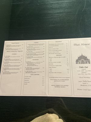 Menu photo 7 Thai House Modesto, CA