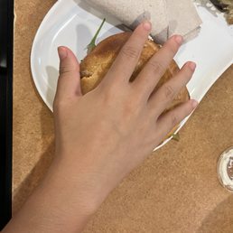 My hands are smaller than the average and this sandwhich is smaller than even that. What a ripoff! My hands are smaller than the average and this sandwhich is smaller than even that. What a ripoff!