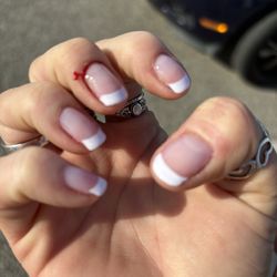 Nail painted over and through the blood that they are the reason for bleeding.