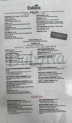 Menu photo 6 Dulzura Café San Mateo, CA