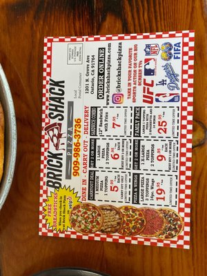 Menu photo 4 Brick Shack Pizza Ontario, CA
