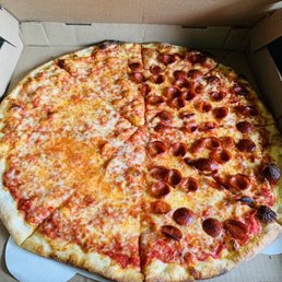 Half cheese, half pepperoni. A necessary combo. Half cheese, half pepperoni. A necessary combo.