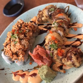 Bonsai Sushi - Slam roll on left & Sexy man roll on right. FYI they normally don't give that big spoon of wasabi I just asked for extra on the side - Sushi Bars Near Me - Wesley Chapel, Florida Bonsai Sushi - Slam roll on left & Sexy man roll on right. FYI they normally don't give that big spoon of wasabi I just asked for extra on the side - Sushi Bars Near Me - Wesley Chapel, Florida