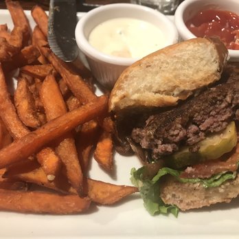 Sidetrack Bar + Grill - Overcooked and unseasoned Sidetrack Burger and sweet potato fries. - American Near Me - Pleasanton, California Sidetrack Bar + Grill - Overcooked and unseasoned Sidetrack Burger and sweet potato fries. - American Near Me - Pleasanton, California