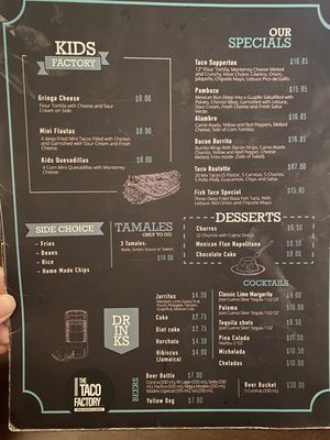 Menu photo 1 The Taco Factory New Westminster, BC Menu photo 1 The Taco Factory New Westminster, BC