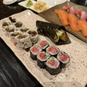 Taka - Spicy scallop hand roll, Negi toro roll, Salmon skin roll - Sushi Bars Near Me - San Diego, California
