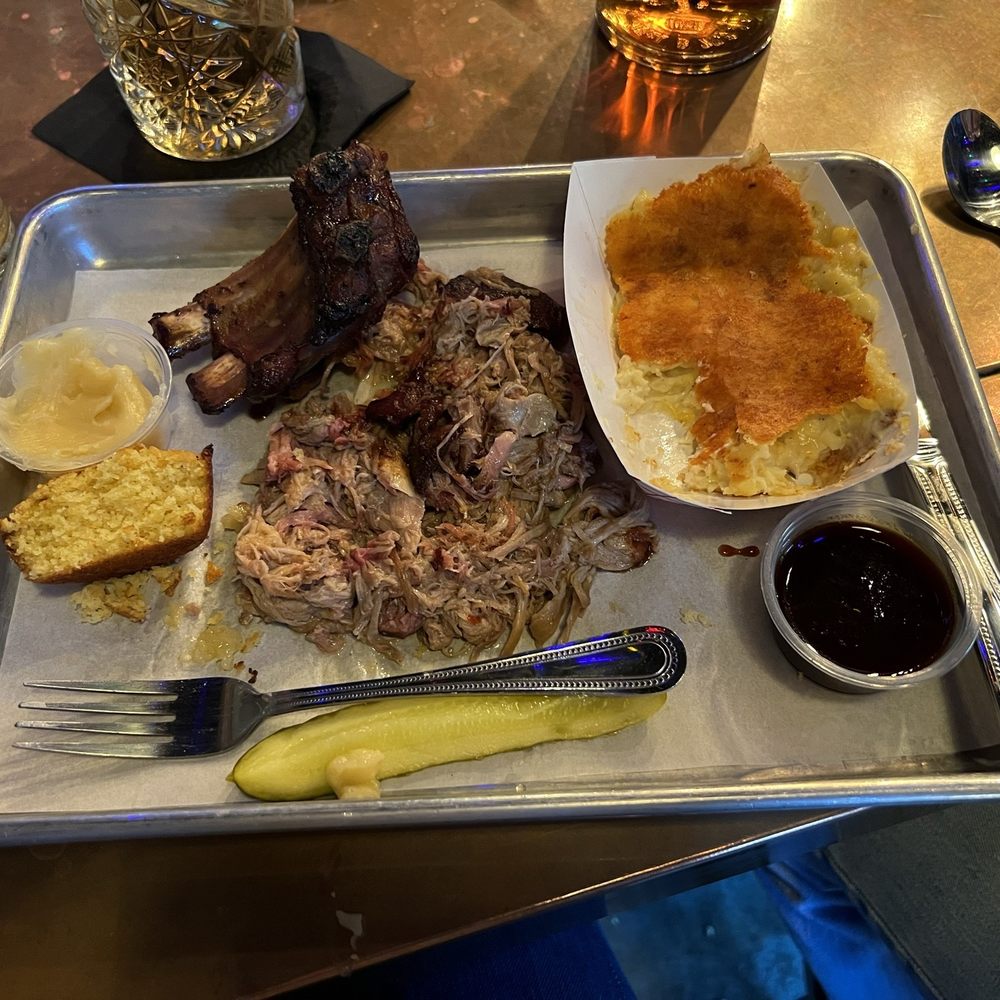 Drift Distillery - Pulled pork and baby back ribs with cheesy potatoes and corn bread. - Distilleries Near Me - San Clemente, California Drift Distillery - Pulled pork and baby back ribs with cheesy potatoes and corn bread. - Distilleries Near Me - San Clemente, California
