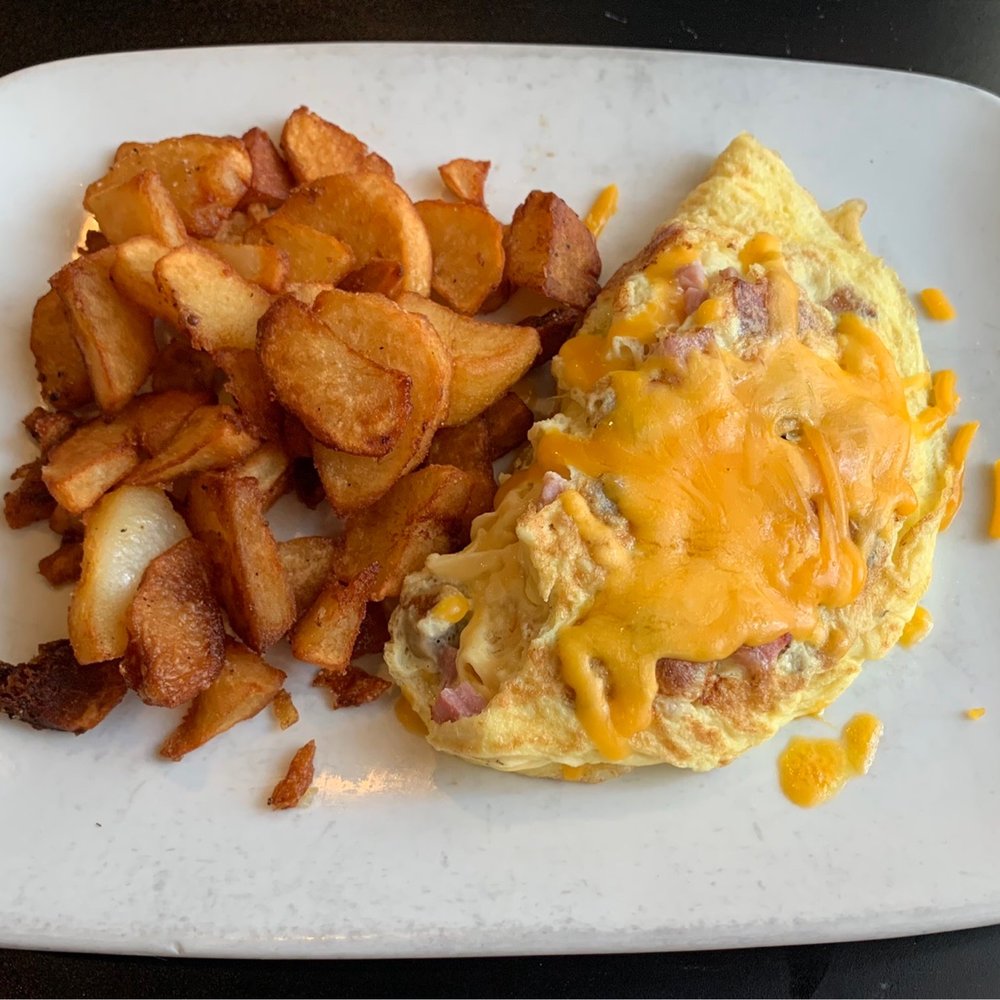 Break Your Fast - A savory Meat & Cheese Omelet with Krispy Potatoes (not oily at all). - American Near Me - Union City, California Break Your Fast - A savory Meat & Cheese Omelet with Krispy Potatoes (not oily at all). - American Near Me - Union City, California