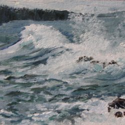 Whopaints - Riled up seas make whipped cream off SChoodic Acadia!