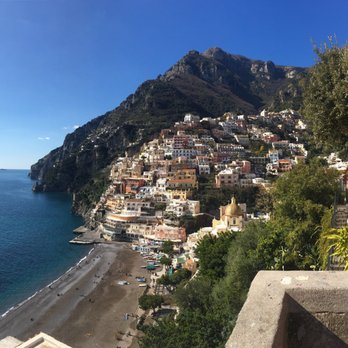 Capricci - This place is about in the center of this picture just off beach. This was taken from above. - Italian Near Me - Positano, SA