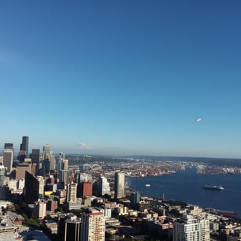 Space Needle - View from the top. Mt Rainer is in the background but a little hazy. - Landmarks & Historical Buildings Near Me - Seattle, Washington