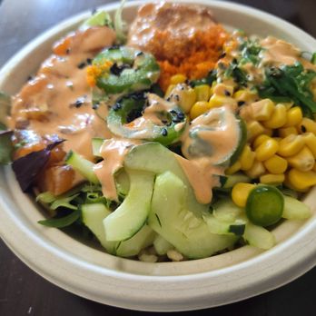Poke Life - Poke Life take out spicy salmon and tuna with brown rice and mix greens - Poke Near Me - San Francisco, California Poke Life - Poke Life take out spicy salmon and tuna with brown rice and mix greens - Poke Near Me - San Francisco, California