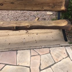 Fountain Branch Library - Super-cool landscaping with rock ground (stepping and walking surface) and hand-made wooden bench. :-)