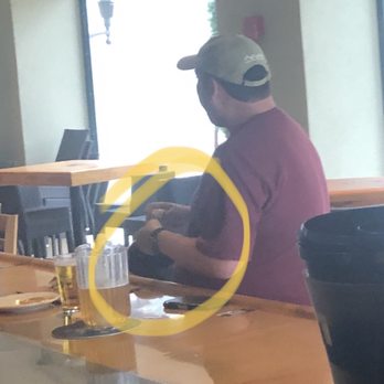 Gators Dockside - Man feeding his dog at the bar...yay hygiene - Sandwiches Near Me - Windermere, Florida