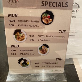 Dashiwa Ramen - 8/2021 menu - Ramen Near Me - Arcadia, California