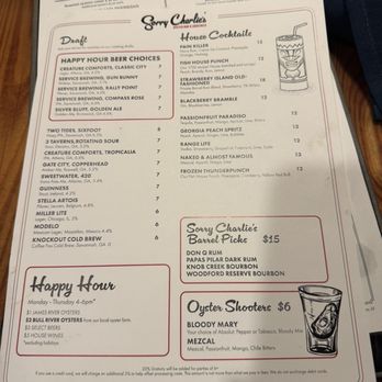 Sorry Charlie's Oyster Bar - Drink menu - Seafood Near Me - Savannah, Georgia Sorry Charlie's Oyster Bar - Drink menu - Seafood Near Me - Savannah, Georgia