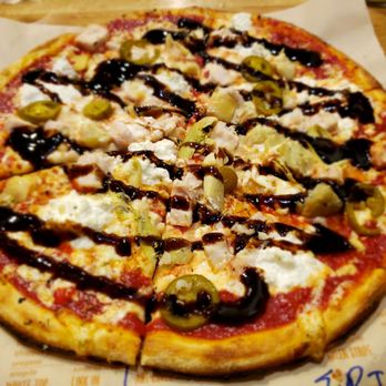 Blaze Pizza - "Art Lovers"  artichoke, mozzarella, ricotta, chopped garlic, red sauce. EXTRAS: Chicken, Parmesan, hot peppers, and a balsamic drizzle. - Pizza Near Me - Edmonton, Alberta