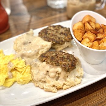 Another Broken Egg Cafe - Biscuits and Gravy with sausage, potatoes, eggs - Breakfast & Brunch Near Me - College Station, Texas Another Broken Egg Cafe - Biscuits and Gravy with sausage, potatoes, eggs - Breakfast & Brunch Near Me - College Station, Texas