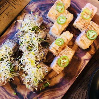 Green Leaf Cafe - Salmon and tuna oshi - Sushi Bars Near Me - Burnaby, British Columbia Green Leaf Cafe - Salmon and tuna oshi - Sushi Bars Near Me - Burnaby, British Columbia