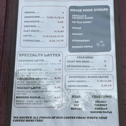 Coffee menu Aug 2026 Coffee menu Aug 2026