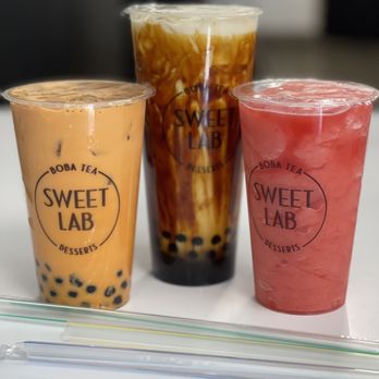 Sweet Lab Boba Tea & Desserts - three drinks - Bubble Tea Near Me - Lodi, California Sweet Lab Boba Tea & Desserts - three drinks - Bubble Tea Near Me - Lodi, California