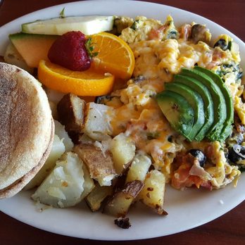 Blue Sky Bistro - Vegetable Scramble with English Muffin - Seafood Near Me - Morro Bay, California Blue Sky Bistro - Vegetable Scramble with English Muffin - Seafood Near Me - Morro Bay, California